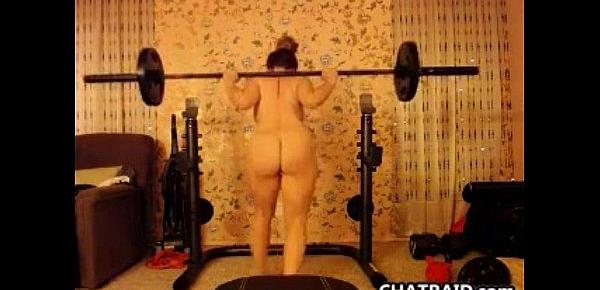  Pretty Girl Works Out While Naked